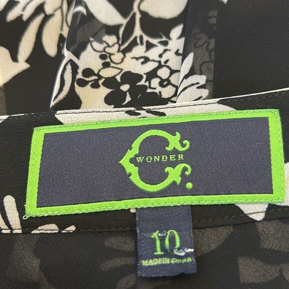 C Wonder black white floral pleated skirt Size 10 EUC - Picture 7 of 8